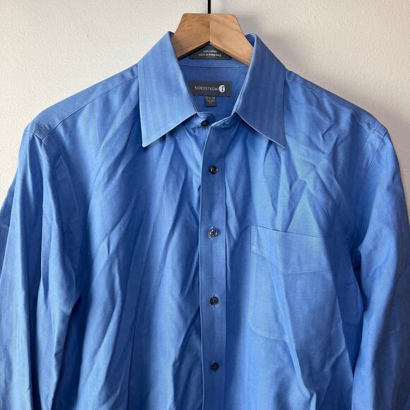 Nordstrom Tailored Fit Men's Long Sleeve Button Dress Shirt Blue Size 15.5-34 - Picture 2 of 5